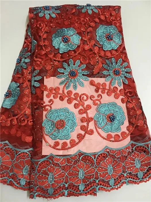Red Color African Lace Fabric 2019 Embroidered Nigerian Laces Top Quality French Tulle For Women 5Yards | Дом и сад