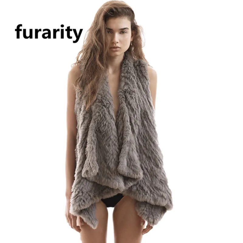 Жилет женский вязаный furarity SF0308 из натурального кроличьего меха | Женская одежда