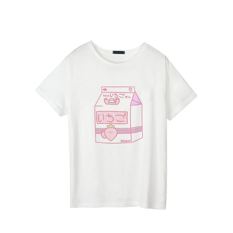 Женская футболка с молоком белая Повседневная harajuku camiseta mujer модель 2019|Футболки| |