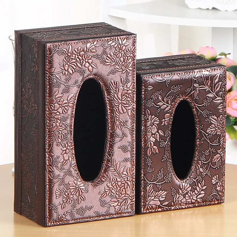

Leather Tissue Box Cover Rectangular Pen Remote Storage Desk Organizer Paper Napkin Holder Dispenser Case