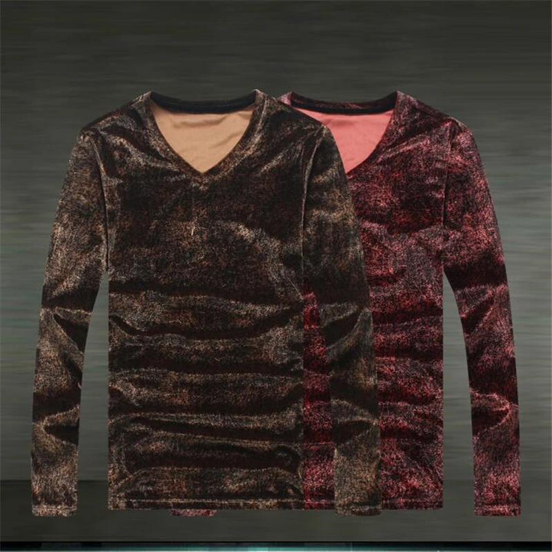 

Spring&Autumn 2017 soft gold velvet quality long sleeve t shirt Personalized printing fashion casual pleuche t shirt men M-XXXXL