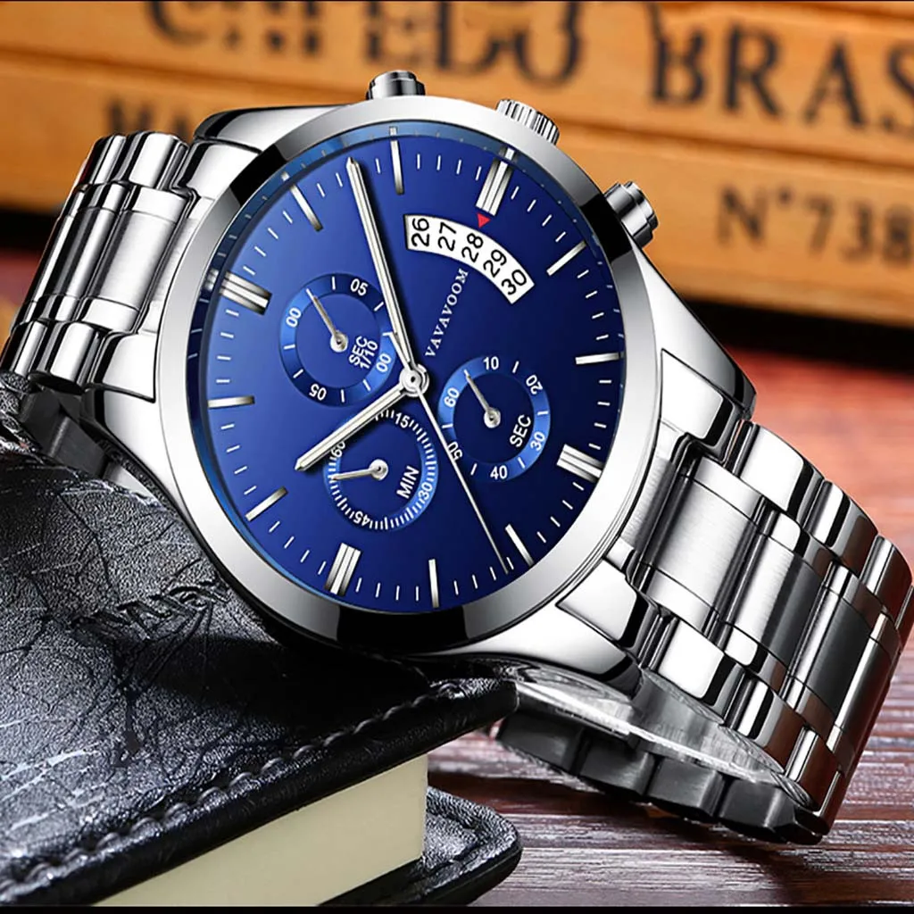 Мужские часы Relojes Кварцевые водонепроницаемые повседневные из нержавеющей стали