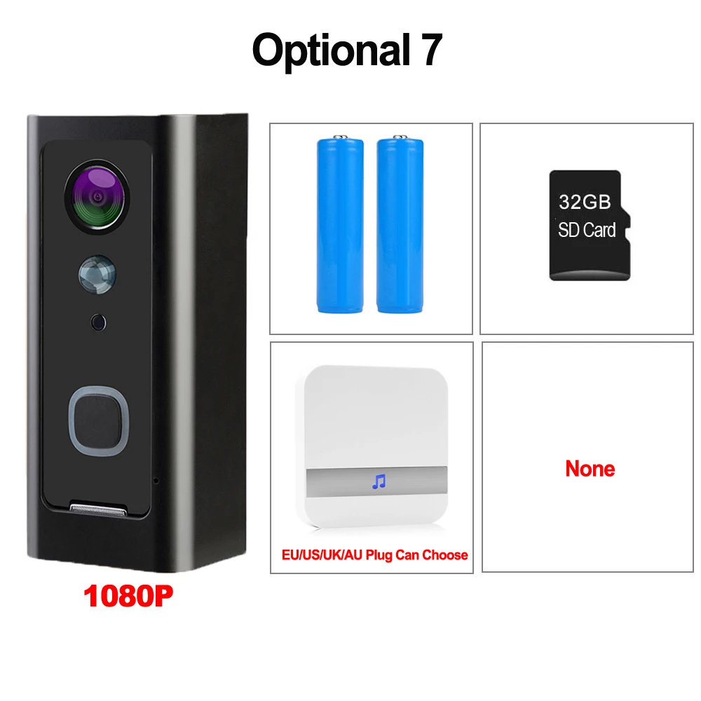 CDYCAM Full HD 1080P Wifi видео дверной звонок Водонепроницаемая беспроводная домашняя Secity камера Двусторонняя аудио связь ночное видение PIR смартфон - Цвет: Optional 7