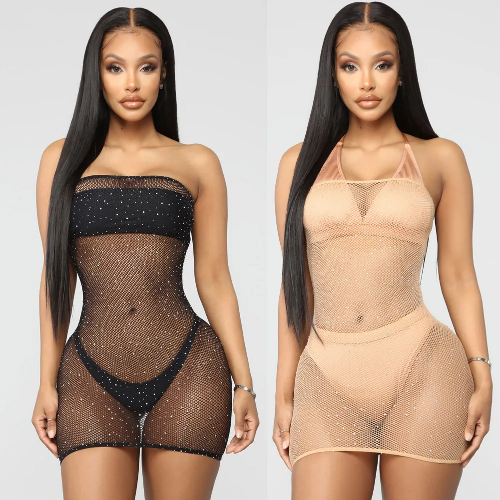 S-XL пикантные Для женщин сетка прозрачная платье Bikini Cover Up Плавание ванный комплект