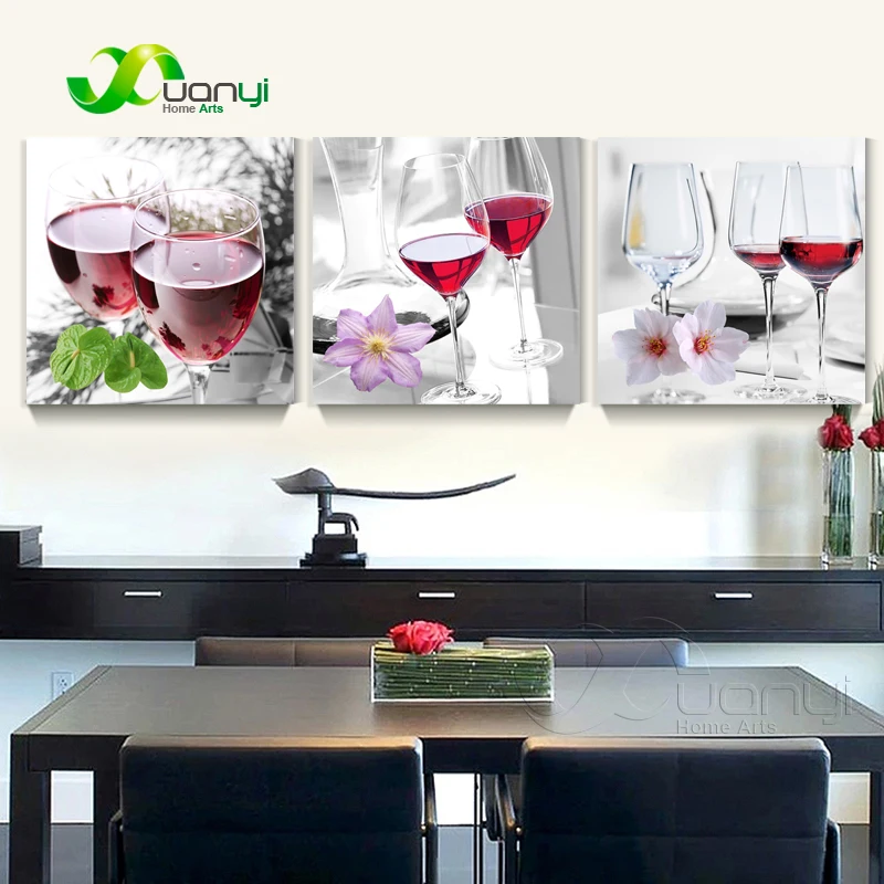 Триптих Холст Искусство красное вино живопись натюрморт Декор для дома на кухне
