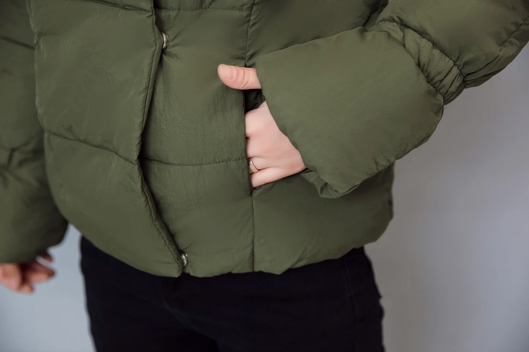 

Winter Fall Fashion Women Grey Wine Red Mandarin Collar Padded Parka Coat , Female Woman Casual Black Thick Warm Xxl Short Coats