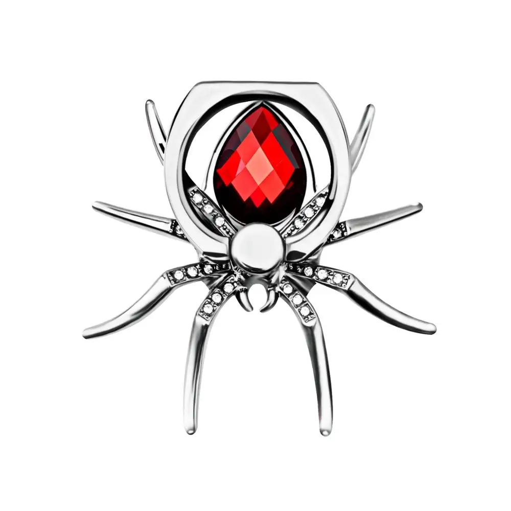 Красный KEYSION Универсальный Роскошный металлический паук Bling Finger Ring Holder вращающийся на 360 Телефон Стент Алмазный держатель для мобильного телефона Подставка для пальца - Цвет: Красный