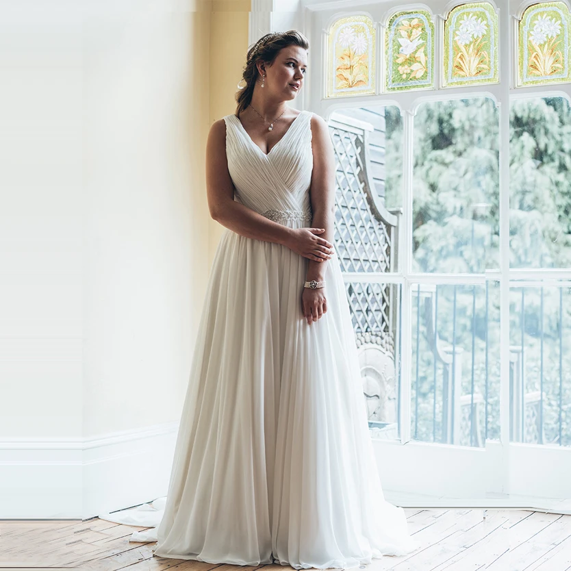 Элегантные шифоновые турецкие свадебные платья с v-образным вырезом свадебное