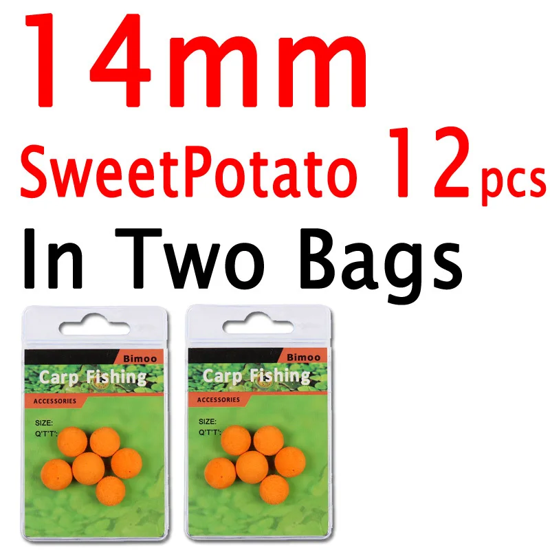 14mm Sweetpotato 12P Bimoo 12 шт. 8 мм 10 мм 12 мм 14 мм Цветные всплывающие приманки для ловли карпа Ароматизированная трава приманка для ловли карпа плавающая кукурузная Мягкая приманка на гранулах - Цвет: 14mm Sweetpotato 12P