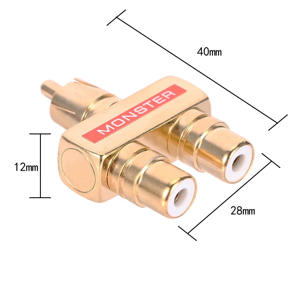 Лидер продаж Медный позолоченный переходник разветвитель RCA AV для аудио и видео