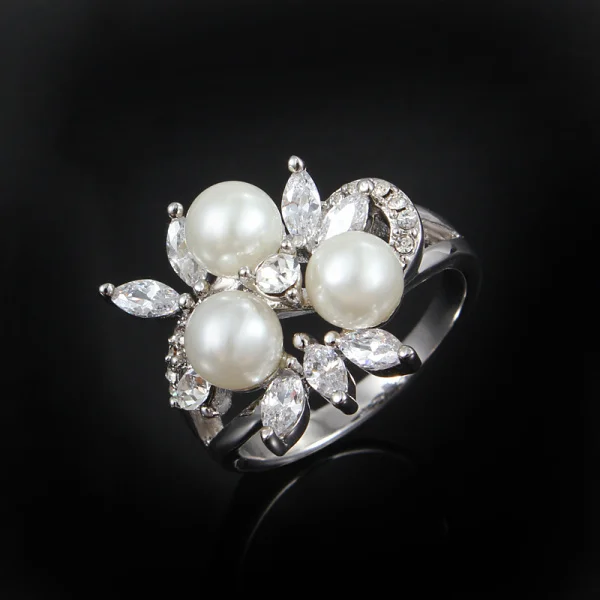 Бусы Ювелирные изделия жемчужные листья кольцо золотой цвет и серебряный