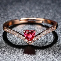 womens ring fashion rose gold color aaa pink cz adjustable hand heart shaped ring banquet engagement ring for girlfriend