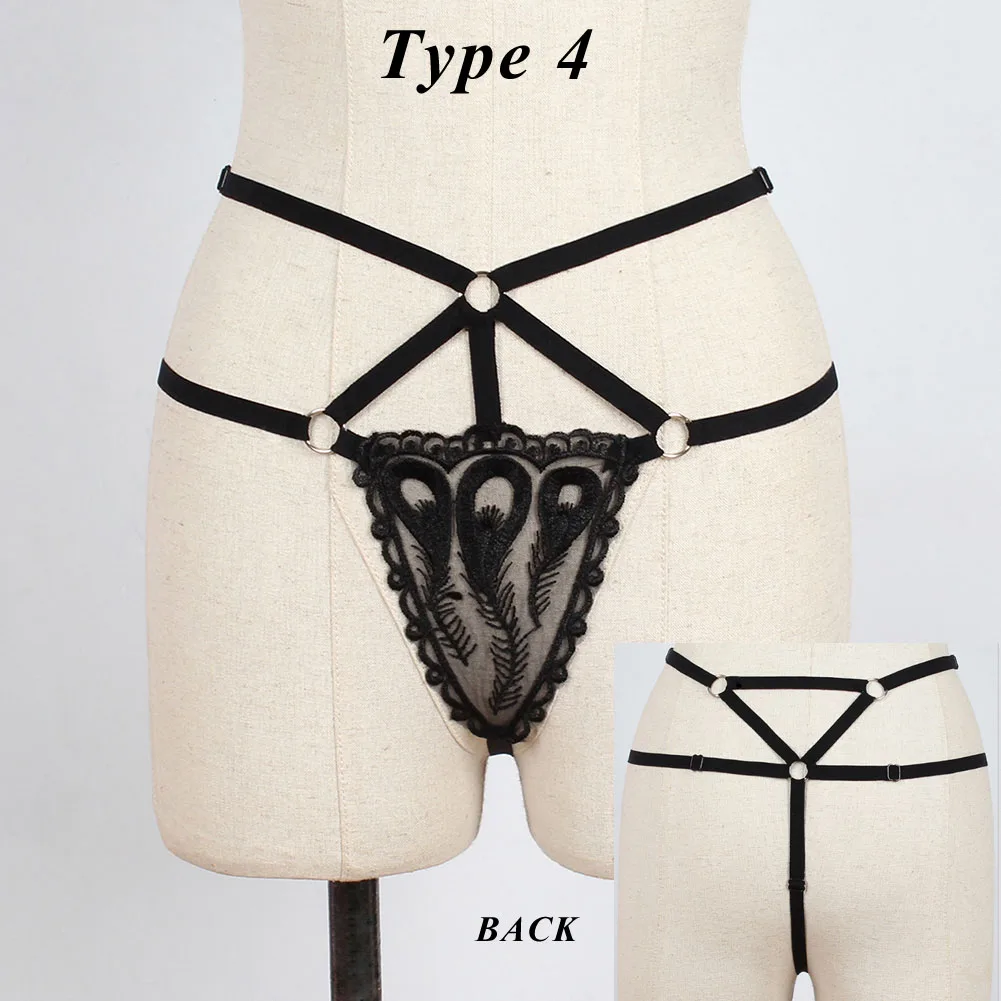 Type 4 Black Женские сексуальные кружевные бандажные трусики, стринги, бикини, трусики, нижнее белье, женские сексуальные трусики, нижнее белье, 5 стилей - Цвет: Type 4 Black