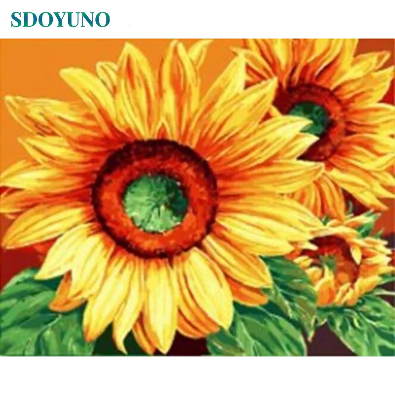 1819 SDOYUNO 60x75 см рамка DIY Краска ing по комплекты номеров подсолнухи абстрактная современная домашняя Настенная цветочный картины по номерам раскраска по номерам декор для дома рисование по номерам Рисунок - Цвет: 1819