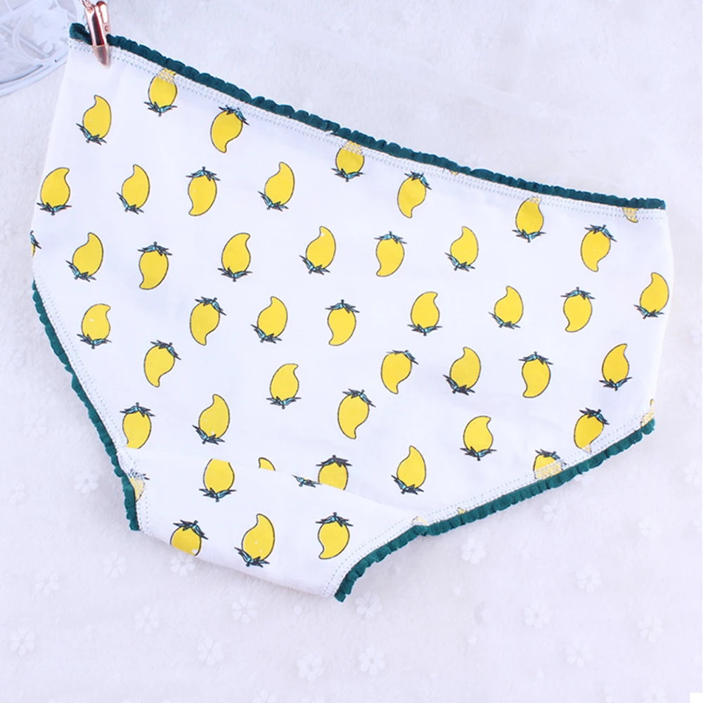 4Pcs/Lot Bow Low Rise Soft Cotton Brief Girls Summer Cute Mango Printed Underwear Women Sexy Lingerie Intimates Panties | Женская одежда