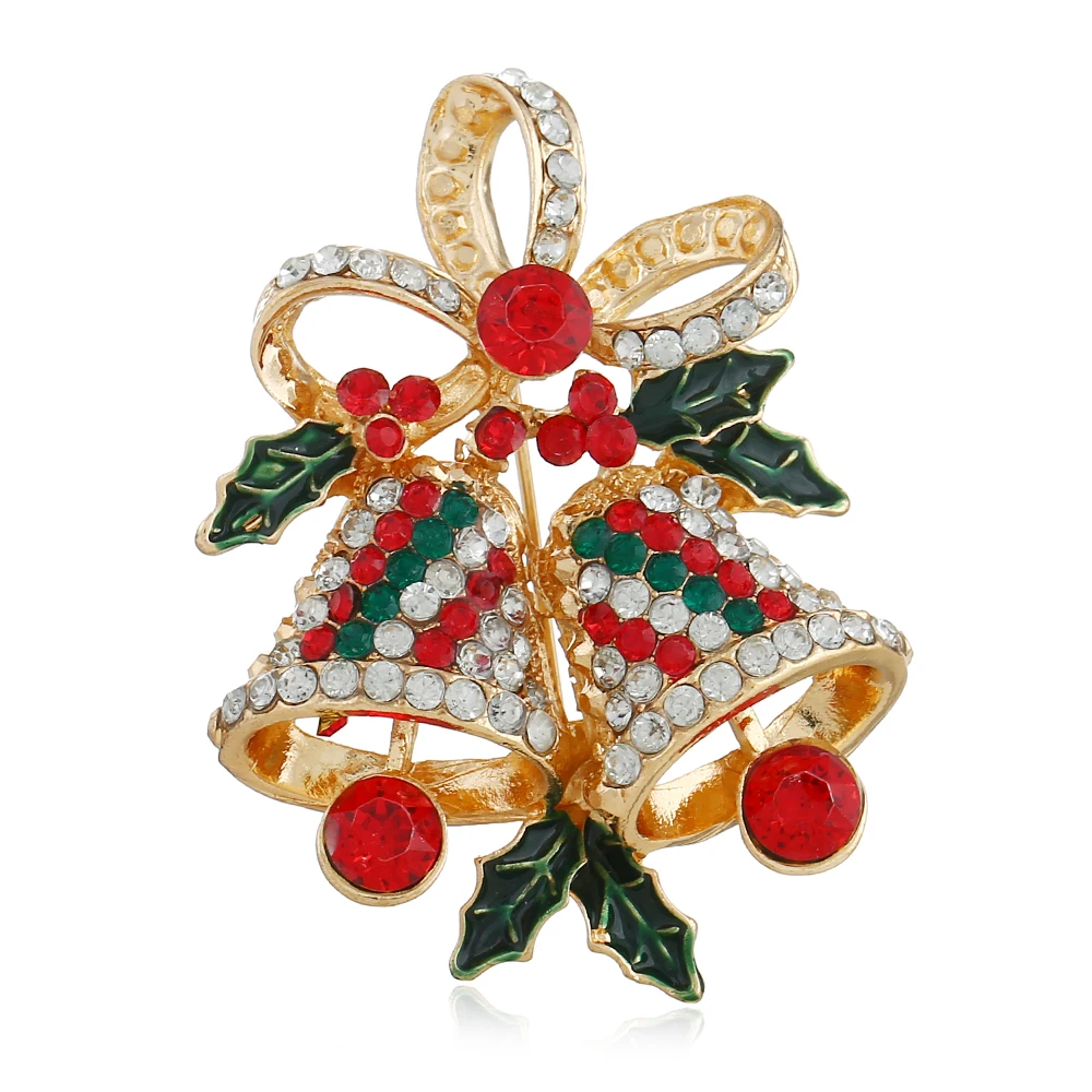 

WNGMNGL Fashion Christmas Bell Brooches Elegant Statement Luxurious Crystal Brooches For Women 2018 Female Brooch Jewelry Gift