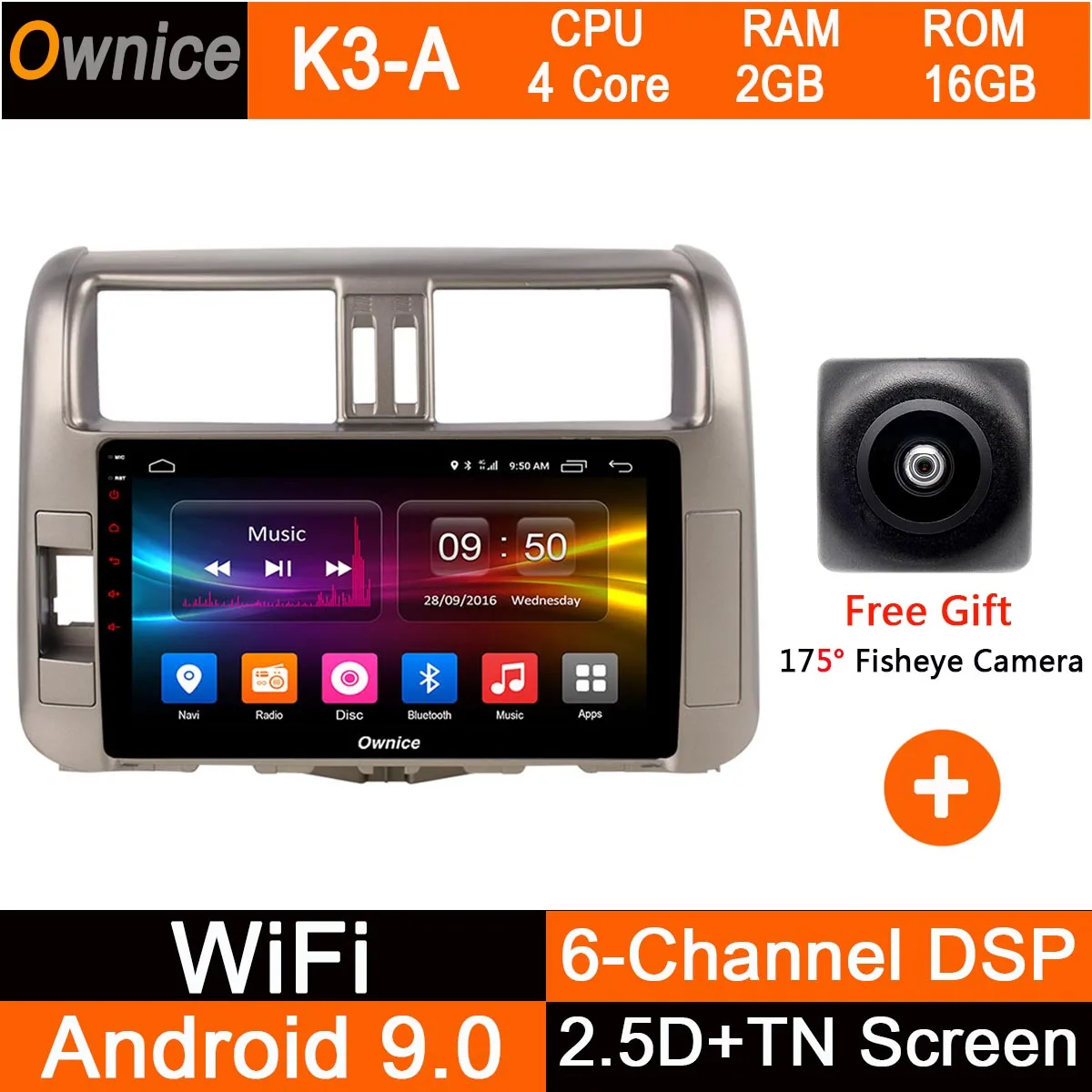 8 ядерный Android 9,0 " ips 4G ram+ 32G rom автомобильный Радио плеер gps для Toyota Prado 150 Land Cruiser 2010 2011 2012 2013 DSP CarPlay - Цвет: K3-A