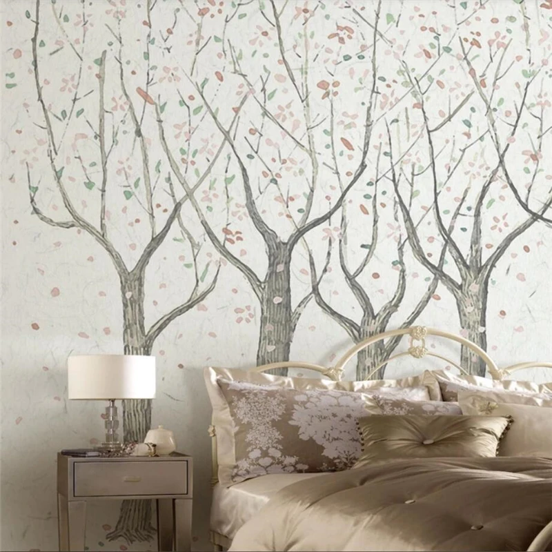 wellyu Custom Wallpaper 3d Large Photo murals Hand painted Nostalgic Abstract Trees Sofa Background Wall paper papel de parede - купить по