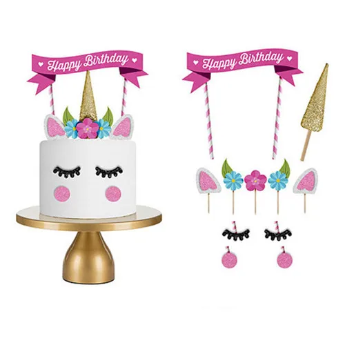 17pcs unicorn 24 шт Единорог Радужный кекс оберобертки для пирожных Свадебные украшения для вечеринки на день рождения принадлежности Единорог детские украшения для душа - Цвет: 17pcs unicorn