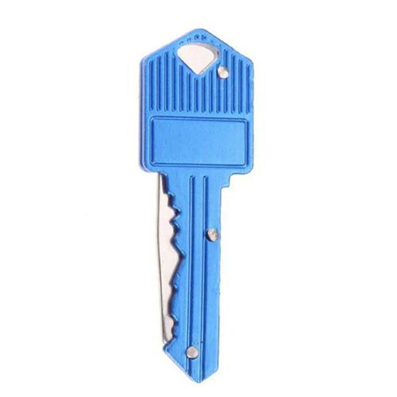 Blue Портативный Отдых на природе карманный для выживания складной ключ Форма кольцо нож инструмент Овощечистка мини брелок для кемпинга нож инструмент многоцветный - Цвет: Blue
