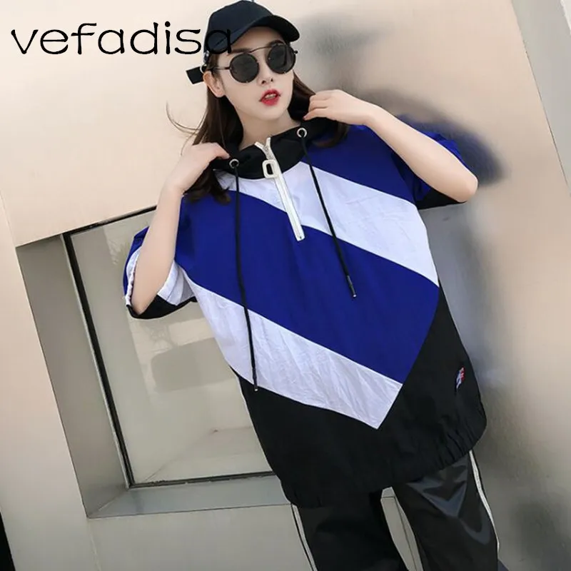 Vefadisa летняя одежда для Для женщин 2018 топы Короткий рукав Лоскутная рубашка