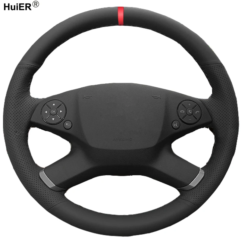 

HuiER ручной шить чехол рулевого колеса автомобиля красный маркер для Mercedes Benz E300L 2010-2012 2013 e-класс W212 E 200 260 300 2009-2013