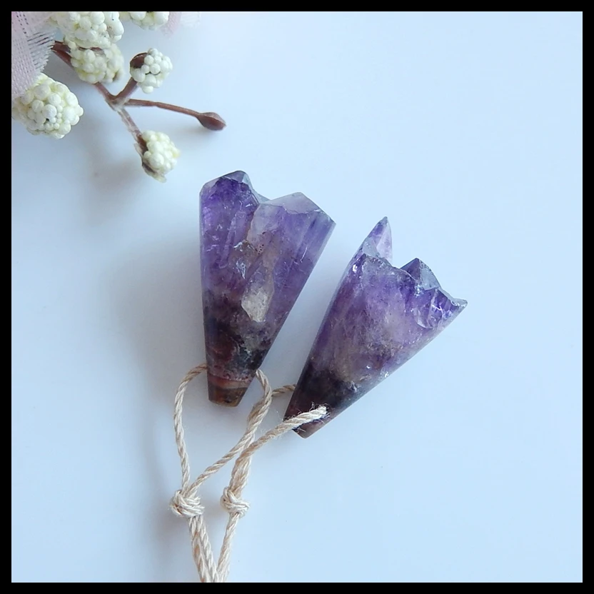 Wholesale gemstone Drusy nugget Amethyst fashion women Earring Jewelry accessories 24x15x11mm 7.3g | Украшения и аксессуары