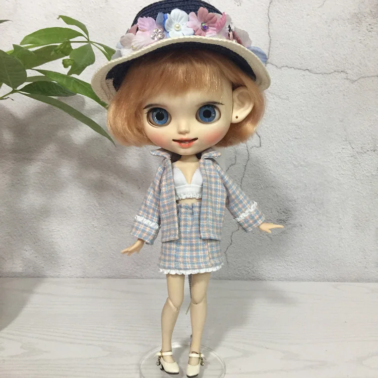 

T02-X371 подарок для девочки Blyth Кукла одежда 30 см 1/6 куклы аксессуары azone одежда элегантный клетчатый костюм