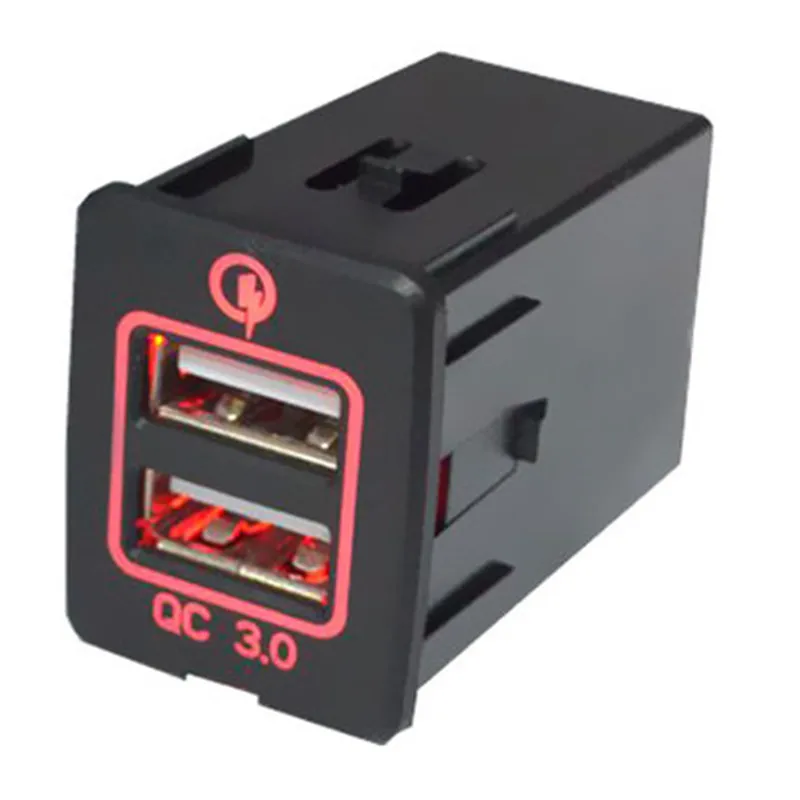 QC3.0 автомобильное USB зарядное устройство адаптер со светодиодный светильник для Nissan Qashqai Tiida X-trail Sunny NV200 Teana Sylphy Paladin March - Название цвета: RED