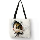 Сумки с изображением животных, сумки для женщин, милый кошелек, сумка-тоут с принтом кошки коричневого цвета, простая повседневная сумка через плечо с украшением