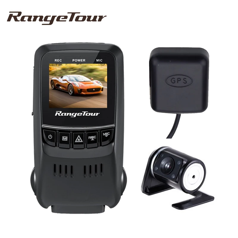 Диапазон Tour Двойной объектив Видеорегистраторы для автомобилей Камера с GPS Logger