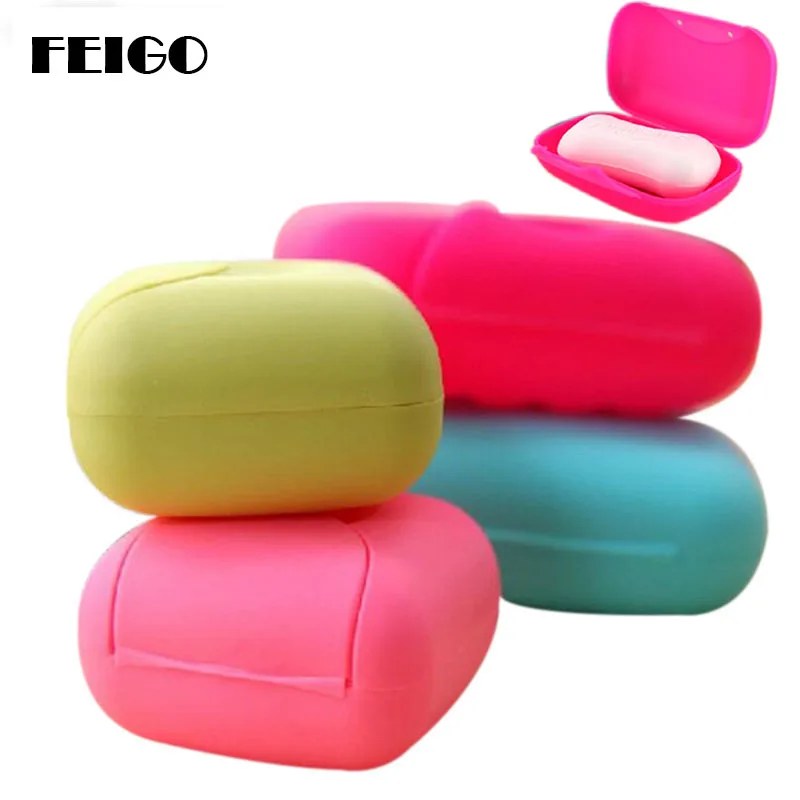 

FEIGO 1 Pcs Portable Soap Dishes Soap Small/big Sizes Container Bathroom Accessories Travel Home Plastic Soap Box WithCover F797