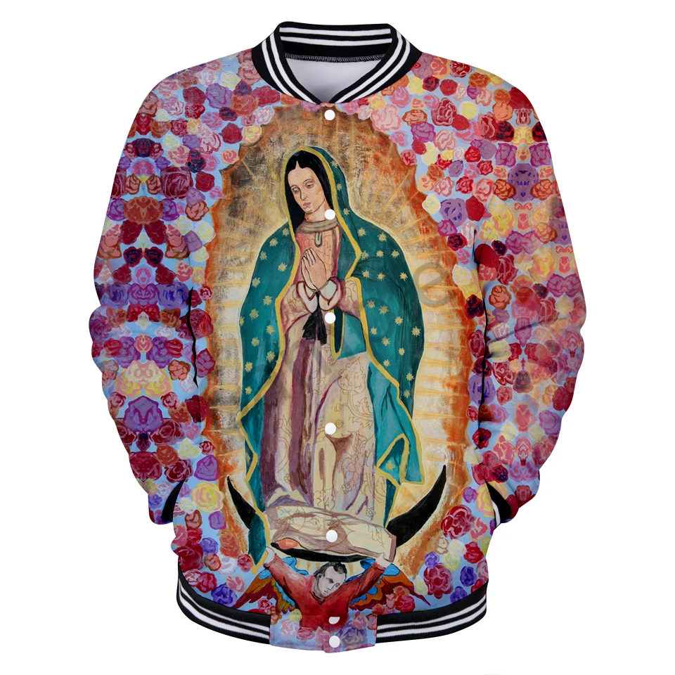 NEW Harajuku 3D Print Our Lady Guadalupe Long Sleeve Baseball Jacket Women harajuku Clothes 2019 japan New Arrival Fashion | Женская