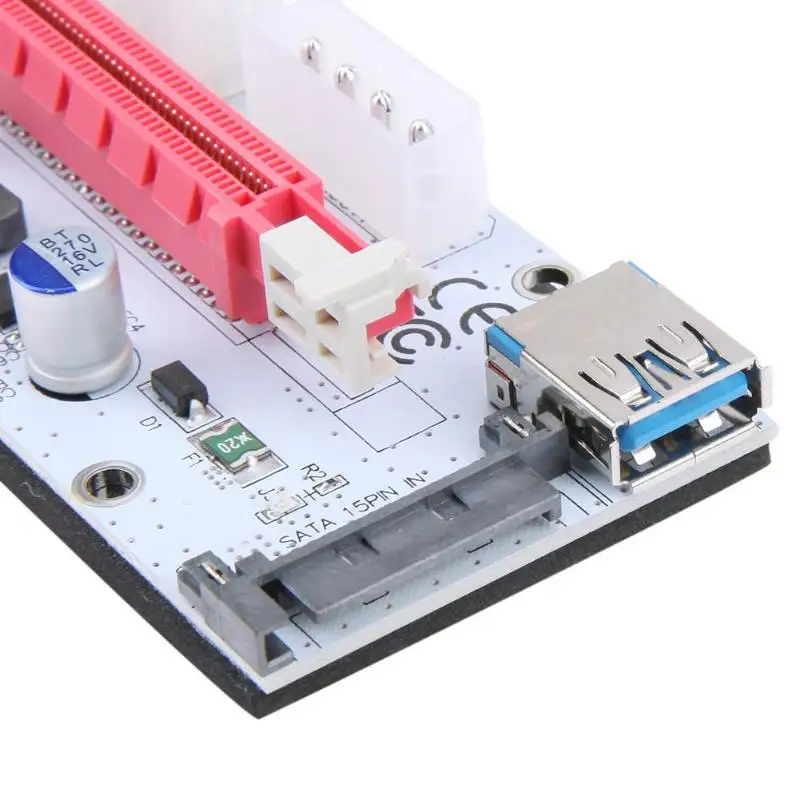 ALLOYSEED 60 см PCEI 64P N03 008S PCI E Riser Card Express 1X 16X USB3.0 адаптер карта удлинитель для BTC Miner
