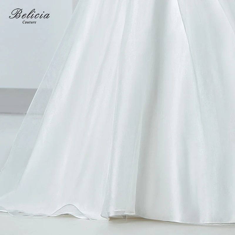 Belicia couture свадебное платье плюс Размеры органза Бисер аппликации без Бретелек Пол