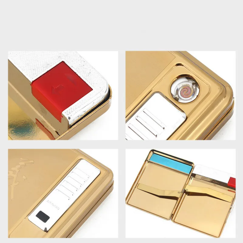Cigarette Box with Removable USB Electronic Lighter Flameless Windproof Tobacco Case Hold 20 Pcs Cigarettes | Дом и сад