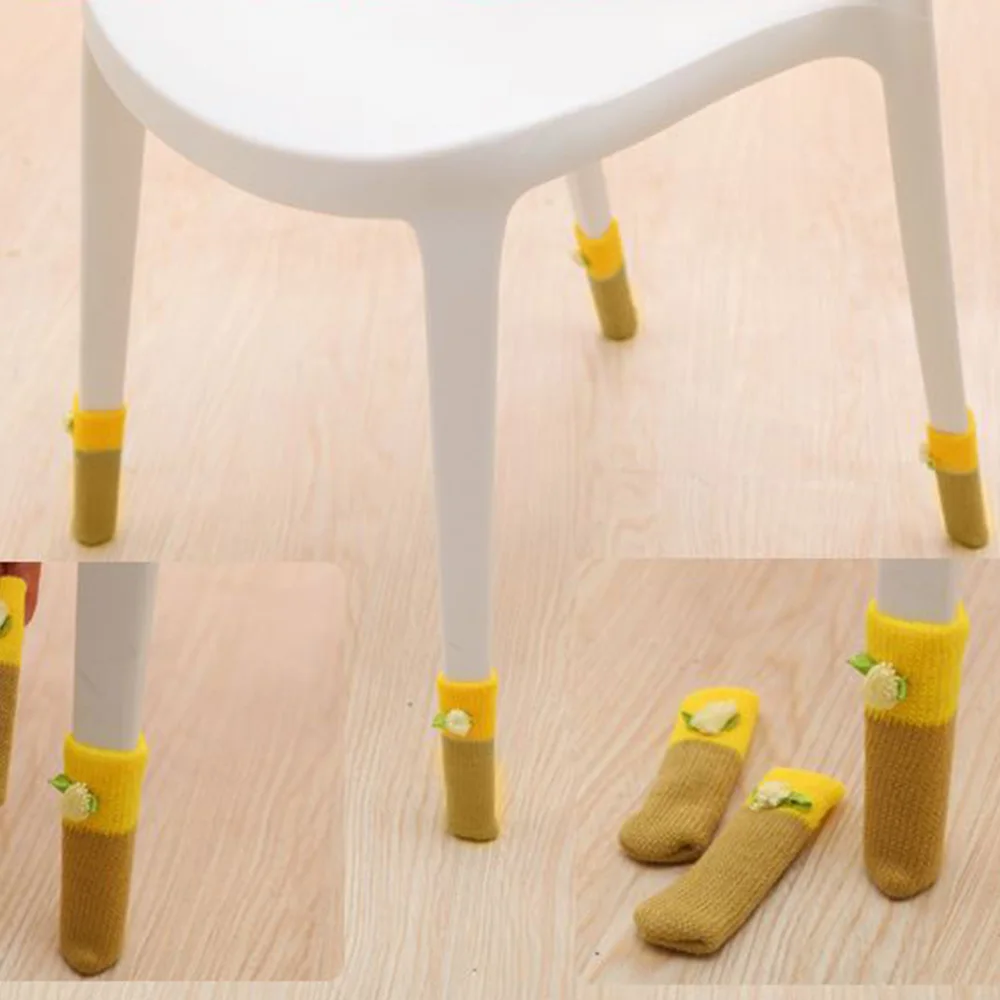 

4pcs Knitting Chair Leg Socks Floor Protector Furniture Legs Non-slip Pad Table Legs Prevent Dog Cat Scratching legs cover