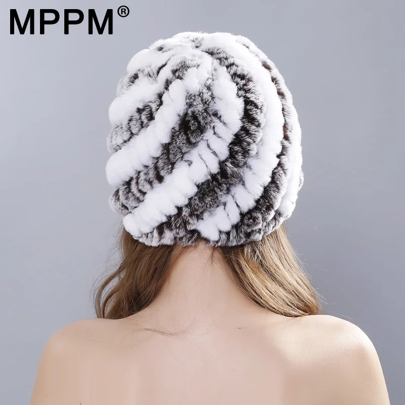 MPPM русская зимняя вязаная шапка из кроличьего меха Женская Подлинная женская