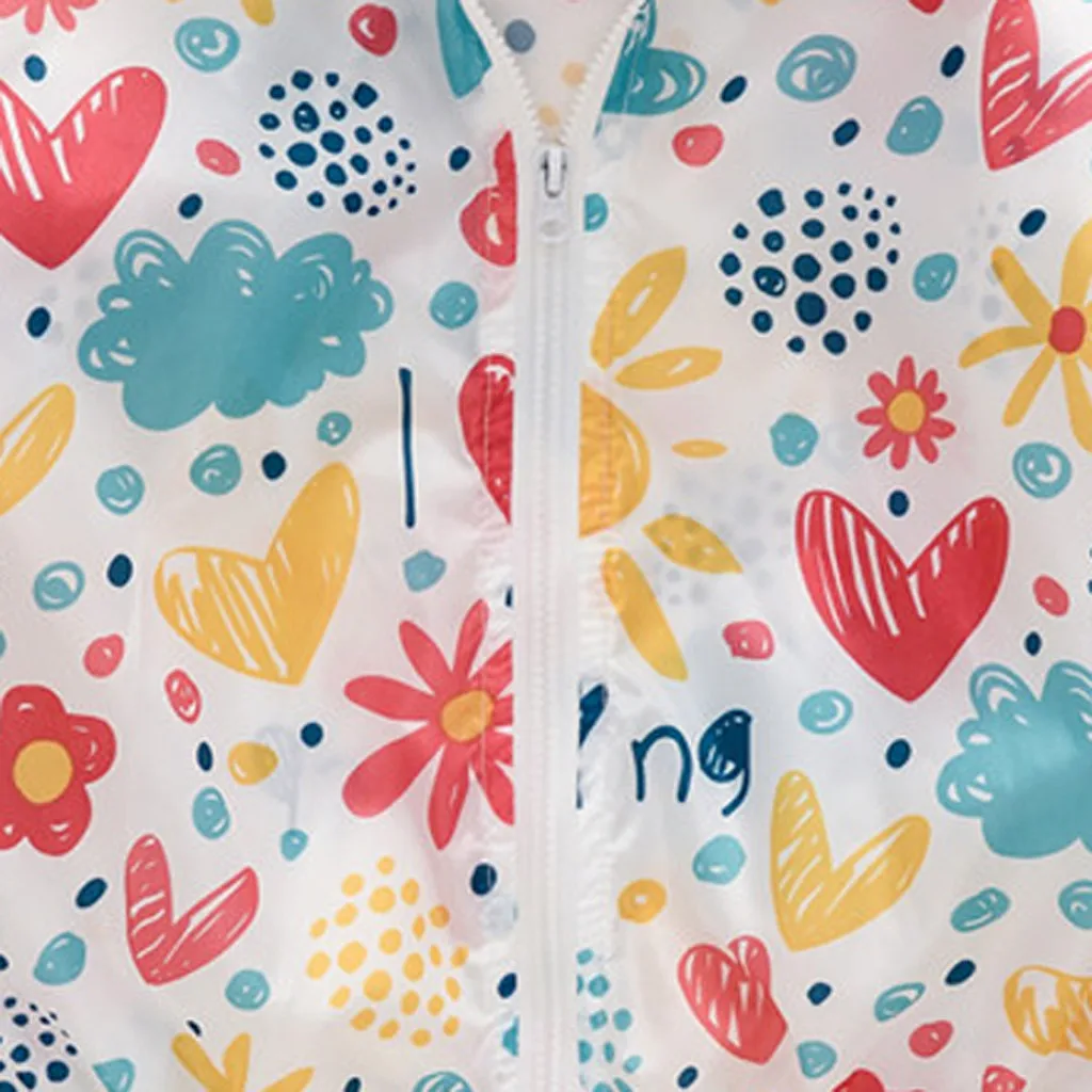 

Hot Sale 2021 Baby Girl clothes long sleeve Toddler Kids Summer Sunscreen Jackets Printing Hooded Outerwear Zipper Coats