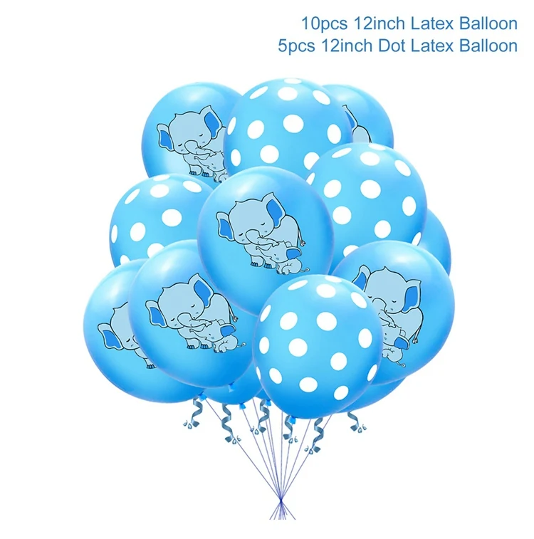 15pcs boy ballon 2 Elephant Decorations Baby Shower Candy Box Elephant Decorations Party Happy Birthday Party Decorations Kids Birthday Party Decor - Цвет: 15pcs boy ballon 2