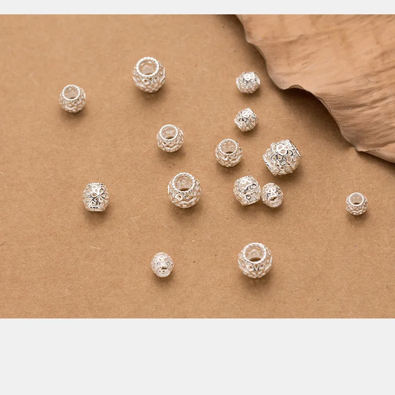 _ Серебряные бусины с вырезами в форме цветка 7 мм 9 11 большим отверстием