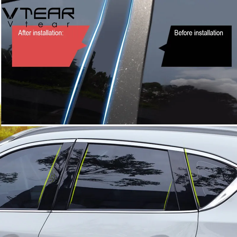 Наклейка на окно Vtear для Kia Optima K5 глянцевая черная отделка B C стойка анти покрытие