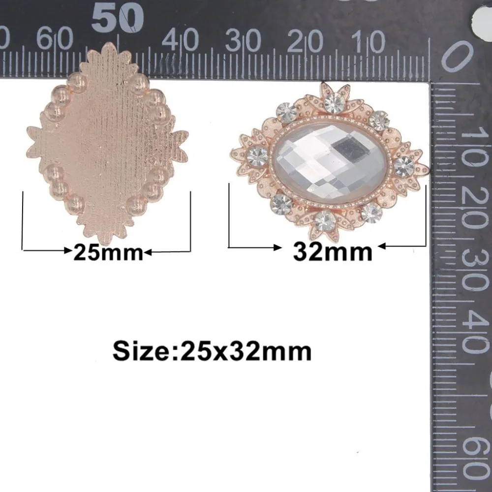 Горный Хрусталь Flatback Кнопки 25*32 мм Античный Сплав Акриловые DIY Свадебные Аксессуары, металл Плоская Кнопка, лук Аксессуары Для Волос