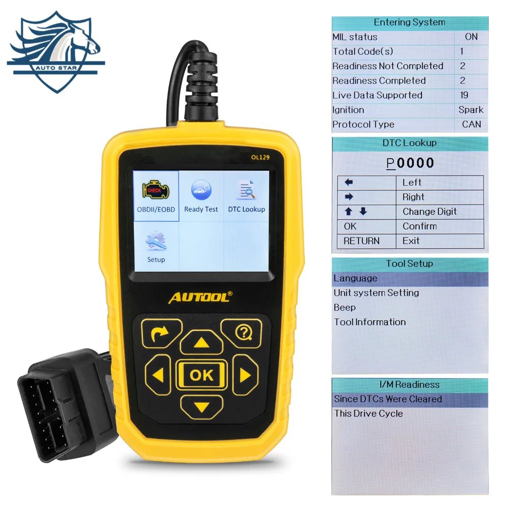 AUTOOL OL129 OBD2/EOBD может Универсальный Автомобильный сканер двигателя ошибка