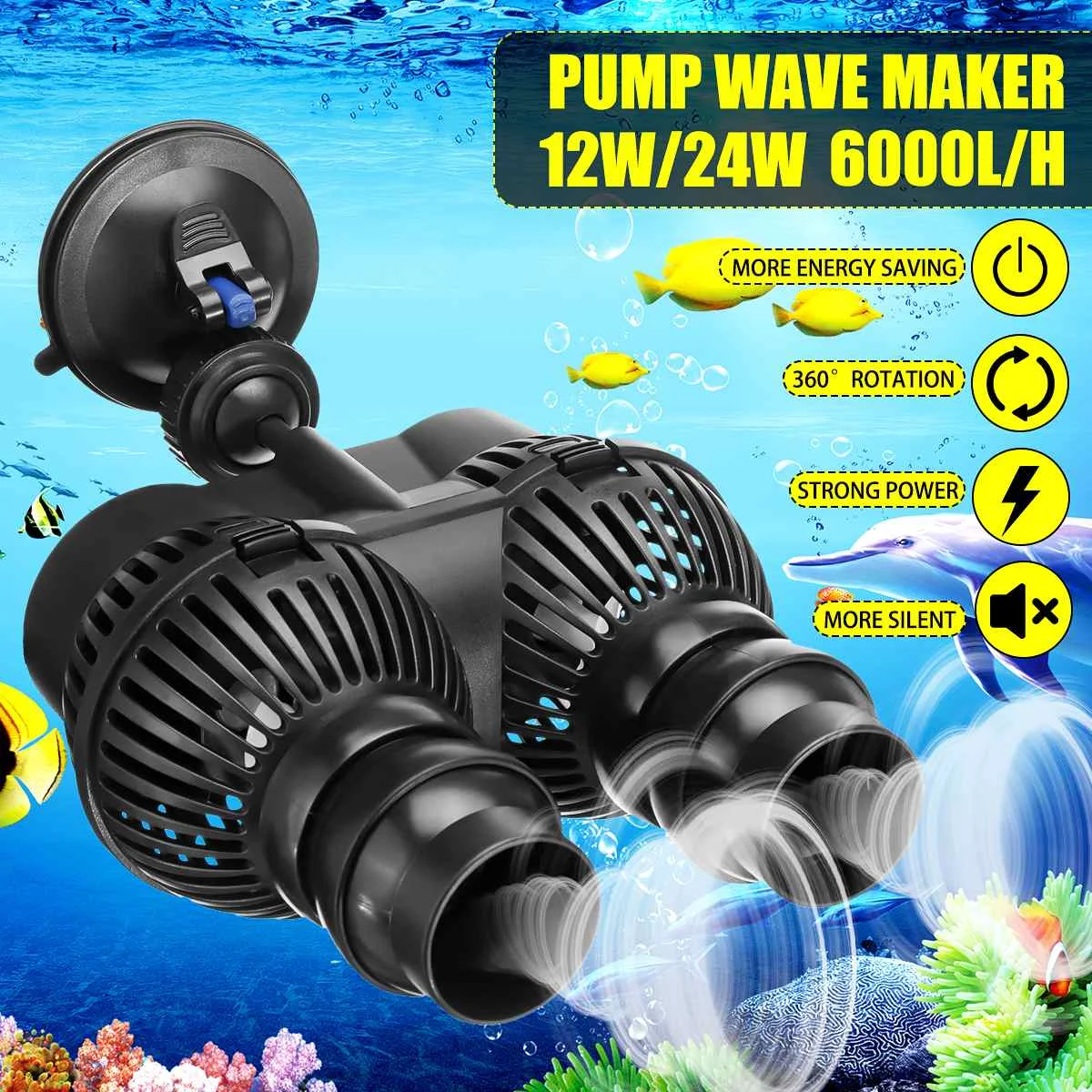 220 В 12 Вт 24 Вт двухголовый волновой генератор Wavemaker водяной насос для аквариума аквариум погружной насос потока