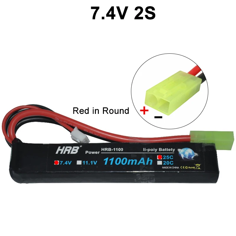 HRB RC Lipo батарея 2S 7,4 V 3S 11,1 V 1100mAh 25C разъем Tamiya Airsoft пневматические пистолеты для радиоуправляемого автомобиля fpv Дрон с 1-8S тестер напряжения