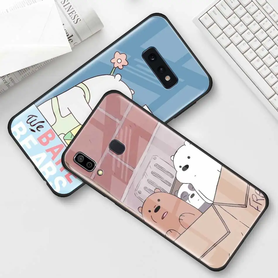 Милый чехол из закаленного стекла для samsung Galaxy S10 S10e S9 S8 S10 Plus Note 9 A50 A30