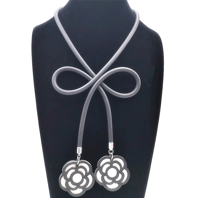 YD&ampYDBZ Designer Hand Made Bow-knot Pendant Necklace For Women Drop Flowers 9 Color Jewelry Rubber Rope Leather Pendants Choker |