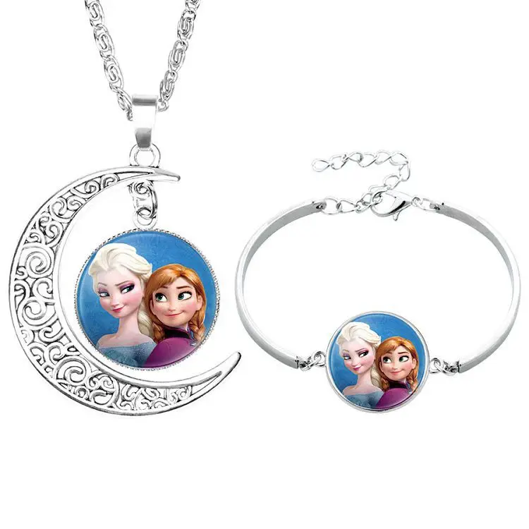 2 шт./лот disney из мультфильма «Холодное сердце», детское ожерелье+ браслет «Эльза» с бантом, для куклы аксессуары, платье для девочек, подарок на день рождения косметический свитер ювелирные изделия