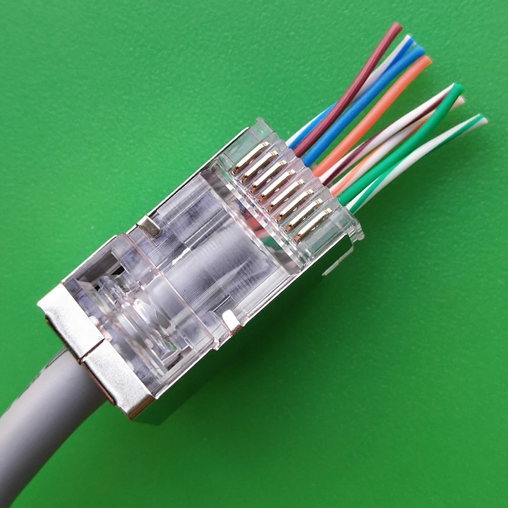 10 шт. CAT6 RJ45 Разъем модульный разъем для компьютера UTP Ethernet кабель позолоченный